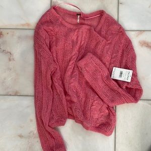 Pink free people crew sweater